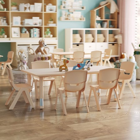 Flash Furniture Rectangle 23.625 W, 47.25 L, 23.5 H, Plastic, Steel, Brown YU-YCY-060-0036-RECT-TBL-NAT-GG